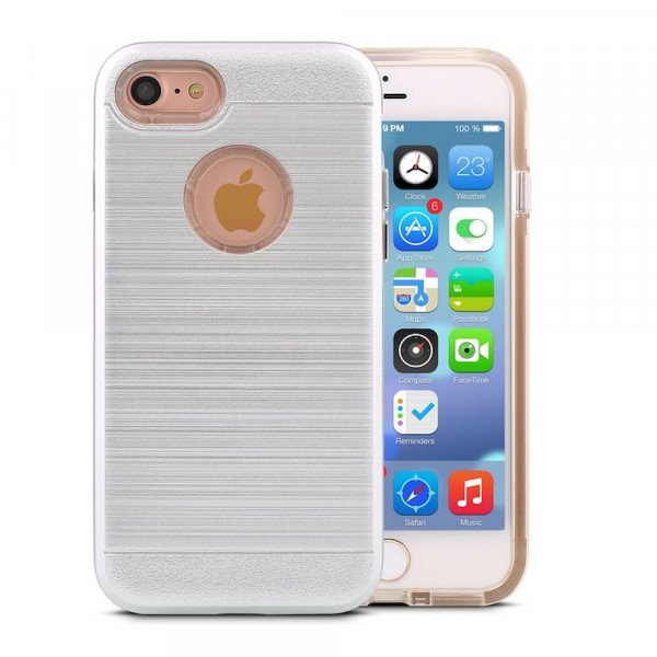 Wholesale iPhone 7 Hard Armor Hybrid Case (Silver)